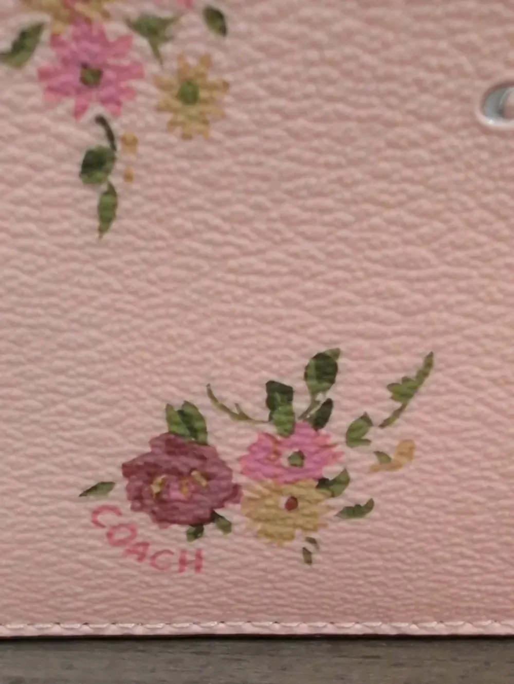 COACH Pink Daisy Bundle Print Slim Skinny Wallet Floral Zip Credit Card Case